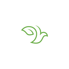 bird leaf logo vector icon line art outline template
