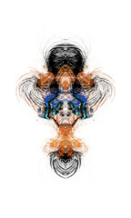 Abstract symmetric geometric ornament on white background.