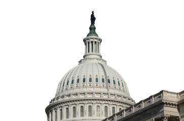 United States capitol building dome with cut out sky.
