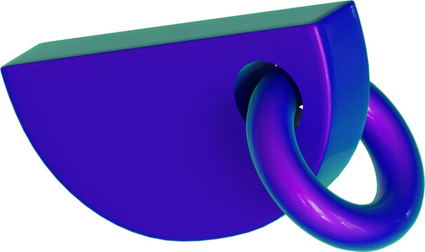 3d rendering. Abstract geometric shapes illustration. Modern minimal colorful objects isolated on transparent background