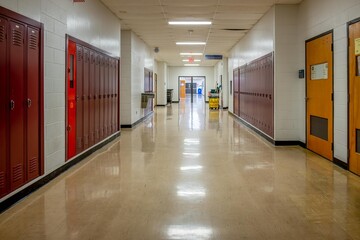 Deserted college corridor
