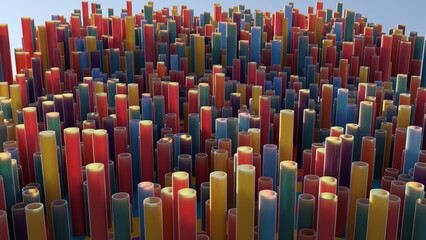 multicolor Cylinders, colorful, abstract rolls, tubes Surface, pipe Geometric pattern, 3d render