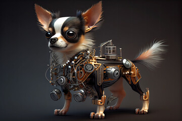 Fantasy Chihuahua robot dog from the future 