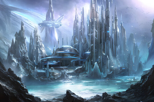 Crystal Metropolis: A Bustling Hub of Extraterrestrial Activity in Antarctica with Generative AI