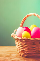 Naklejka premium Easter eggs , colorful eggs background ,the symbol of Easter .Generative AI