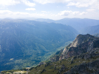 Aerial view of Rila Mountain around Lovnitsa peak, Bulgaria