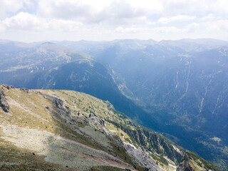Fototapeta premium Aerial view of Rila Mountain around Lovnitsa peak, Bulgaria