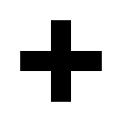 Monochrome vector graphic of a plus sign. This could be used in the teaching of maths at primary or secondary level