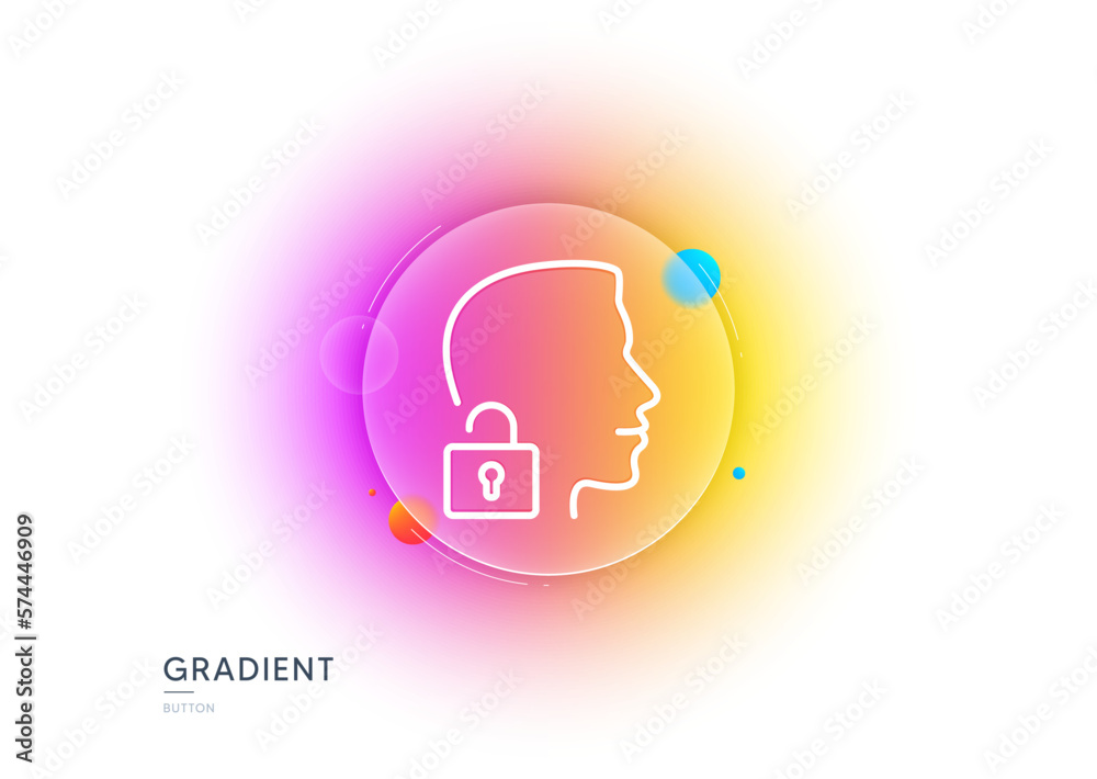 Poster face accepted line icon. gradient blur button with glassmorphism. access granted sign. unlock system