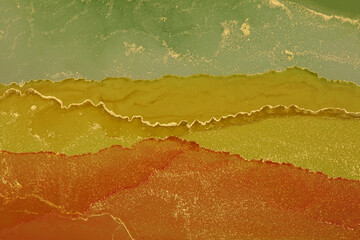 Yellow Watercolor and Alcohol ink marble texture. Art Abstract painting blots horizontal background.