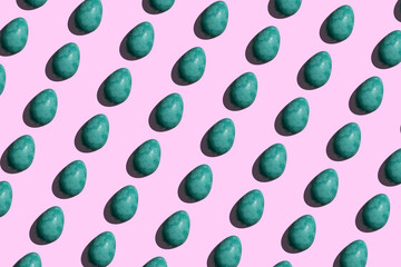 dark green eggs on pink background easter illustration print
