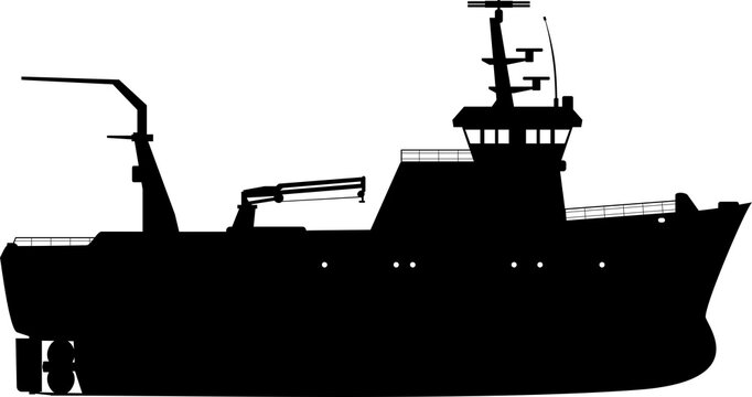 recommend clip art: Silhouette of a fishing trawler.