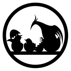 家紋風デザイン / ひよこと怪獣 © Kamon Art