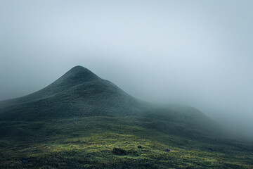 H&uuml;gellandschaft Highlands im Nebel
