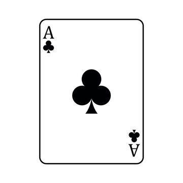 recommend clip art: Ace of Clubs playing card, vector illustration isolated on white