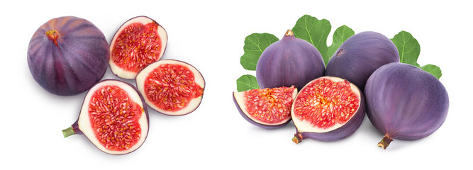 fig fruits isolated on white background. Top view. Flat lay