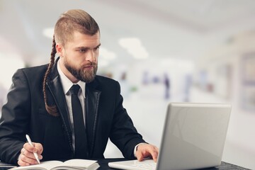 Busy Businessman Working in office on computer