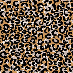 Dark brown leopard seamless pattern. Animal skin.