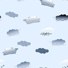 Seamless pattern with  various clouds