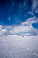 Fotobehang Winter landscape and walking in the snow © George Kurashvili
