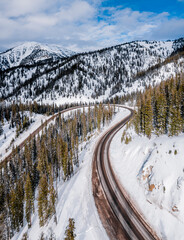 mountain pass winter road 