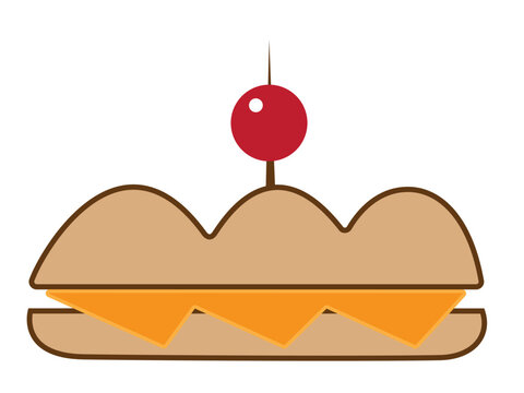 recommend clip art: Sandwich with cheese vector icon isolated