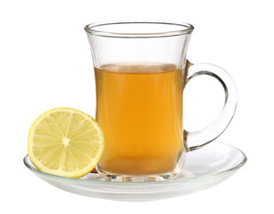 Cup of herbal tea with lemon