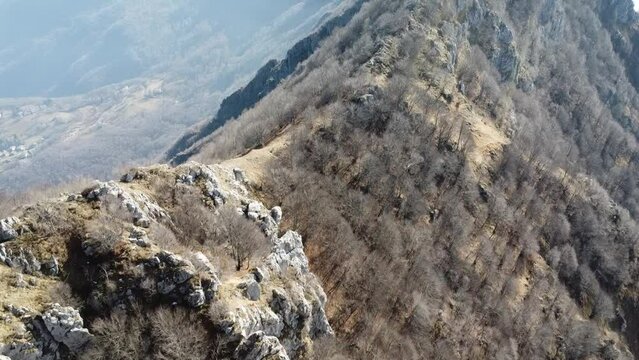 Aerial view of Orobie mountains in Imagna Valley