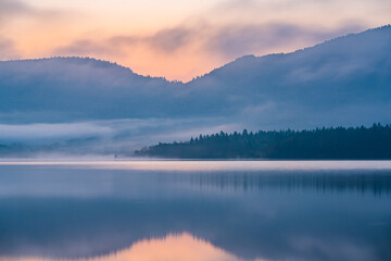 mist over the lake