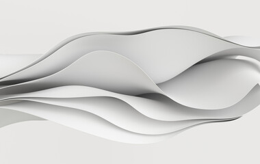 White paper or cotton fabric 3d rendering background with waves and curves. Dynamic wallpaper