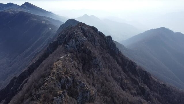 Aerial view of Orobie mountains in Imagna Valley