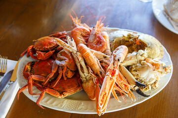 Galician seafood dish made up of king prawns, crabs and crab