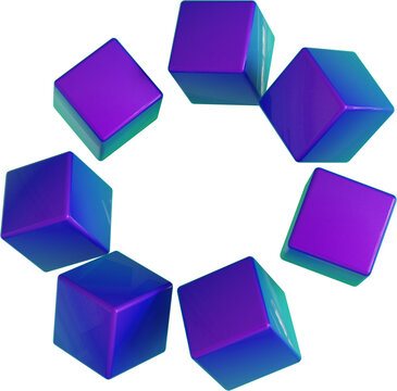 3d rendering. Abstract geometric shapes illustration. Modern minimal colorful objects isolated on transparent background