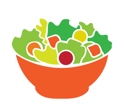 Fresh vegetable salad in the bowl vector icon isolated