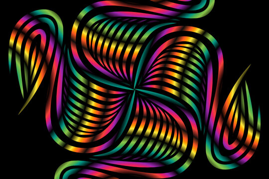 Beautiful caleidoscope symmetrical colourful gradient flowers line art of traditional abstract symbol batik dayak ornament design template elements

