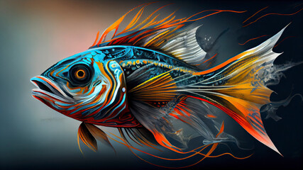 Obraz na płótnie Canvas A painting of fishes, Generative AI