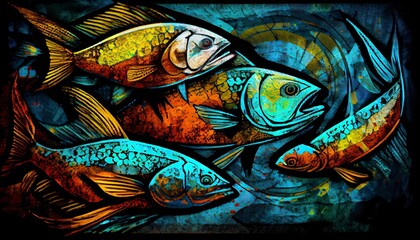 A painting of fishes, Generative AI