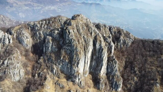 Aerial view of Orobie mountains in Imagna Valley