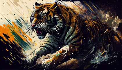 A painting of a tiger, Generative AI