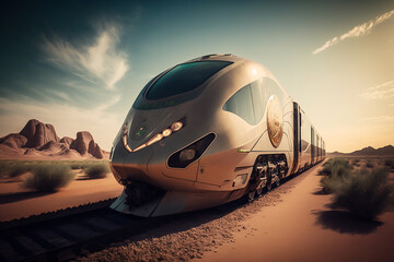 Fototapeta na wymiar Train to the future, generative ai