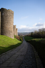Fototapeta na wymiar A medieval castle in a blue sky