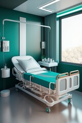 illustration, sterile recovery room with comfortable and modern equipment, ai generative