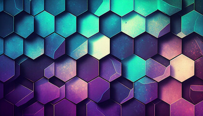 Purple and Teal abstract geometric background created with generative AI technology