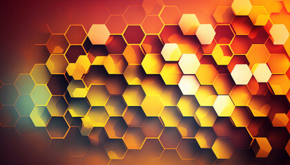 Hexagonal abstract orange background with staggered hexagons - created with generative AI technology