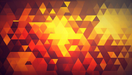 Orange, yellow and red abstract background with triangles created with generative AI technology
