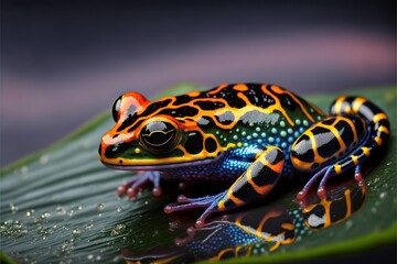 Colorful Poison Dart Frog in the Rainforest. Generative AI.