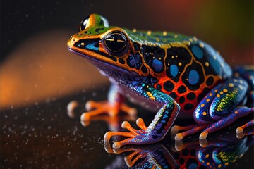 Colorful Poison Dart Frog in the Rainforest. Generative AI. - obrazy, fototapety, plakaty