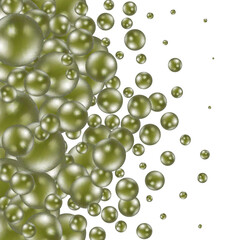 Elegant template with pearl pattern. Vector design for banners, cards, wedding invitation. Green balls.