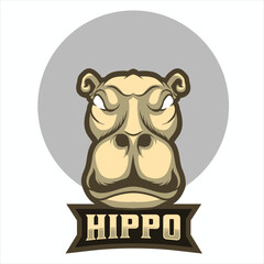 Premium hippo logo mascot vector illustration