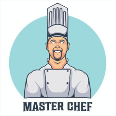 Premium master chef logo mascot vector illustration